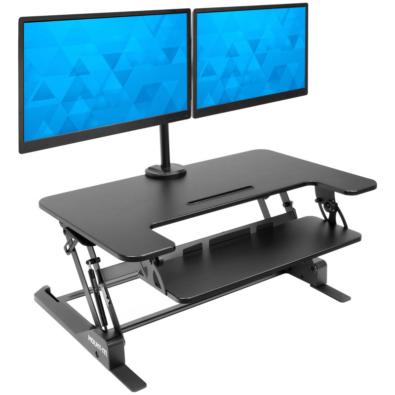Mount-It! Height Adjustable Standing Desk Converter with Bonus Dual Monitor Mount Included, 36 Inch