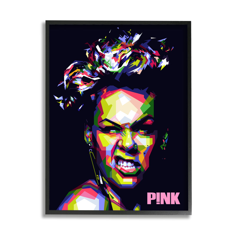 Portrait moderne rose par Birch & Ink - impression, H 20 po x l 16 po, Giclée encadrée noir minuit