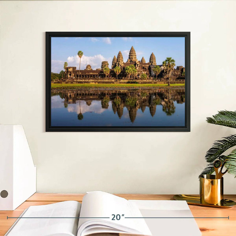 Angkor Wat Reflection, 13" X 9", Floating Frame Black