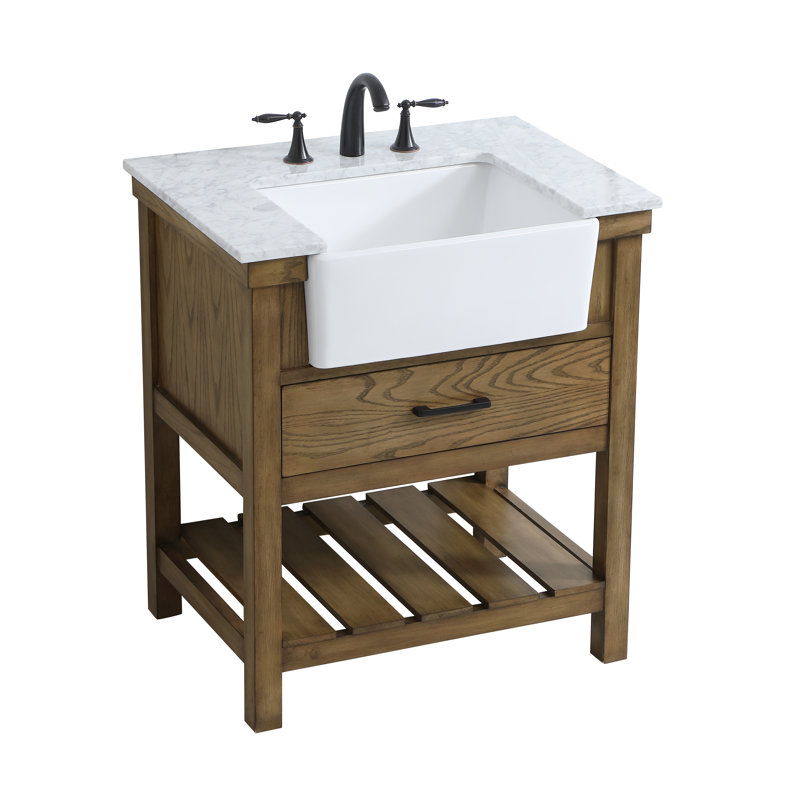 Ensemble de meuble-lavabo simple 30 po Pelaghia, Brun foncé