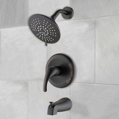 Ensemble de bec de baignoire à poignée simple et pomme de douche à 5 fonctions (valve incluse)