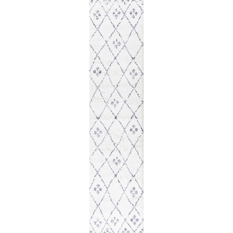 Kindle Moroccan Geometric Diamond Ivory/Light Gray Rug, Runner 2' x 8'