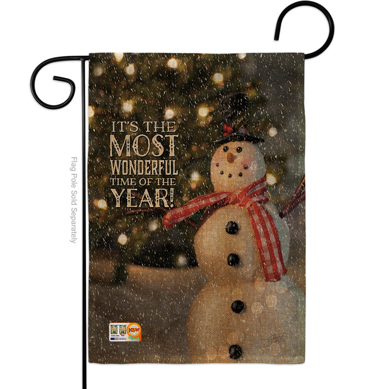 Drapeau de maison / jardin 19 pi x 13 po «Most Wonderful Time», Brun, Toile de jute