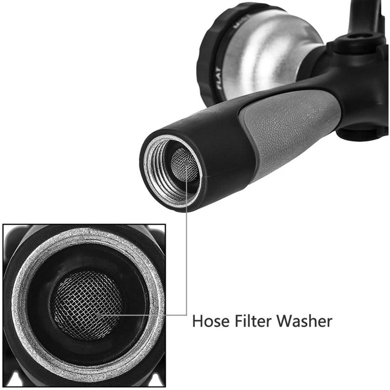 New Garden Hose Nozzle,  High-Pressure Fireman Style Nozzle with Ergonomic Handle, Black/Gray