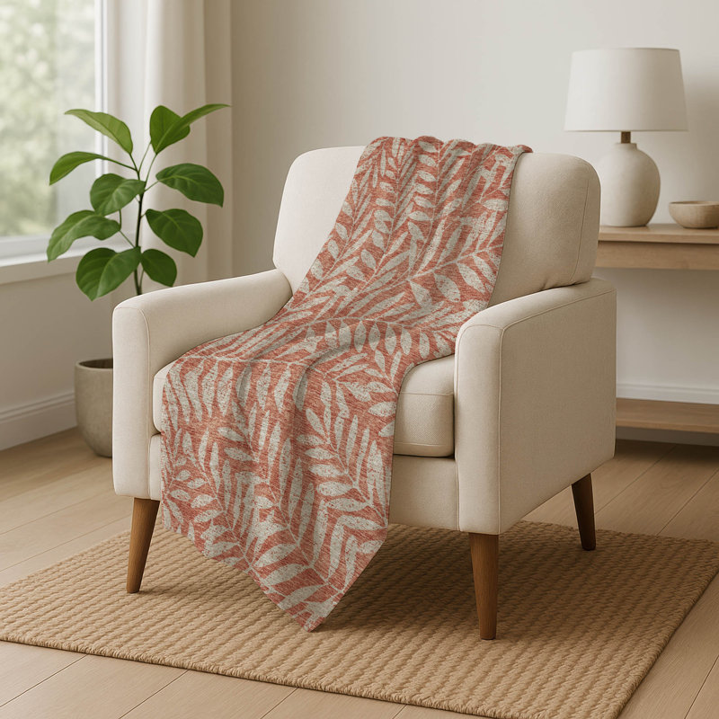 Jeté floral Sherpa ASB899 Addison, Saumon, Motif floral