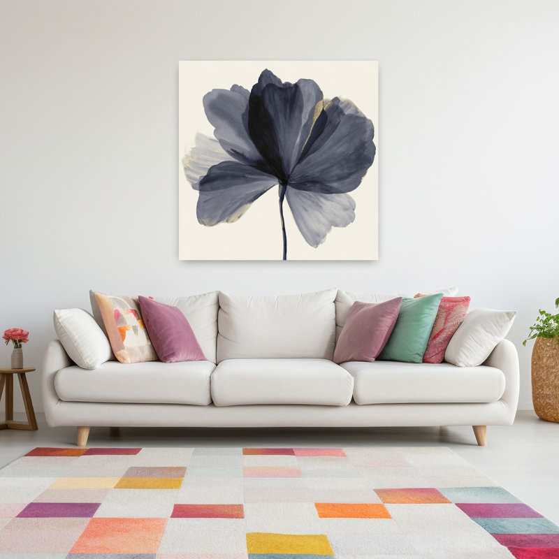 «Petals Of Midnight Serenity II», art mural contemporain abstrait, H 48 po x l 48 po