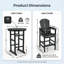 Ensembles de barre de patio en PEHD noir compact, design moderne pour l'extérieur