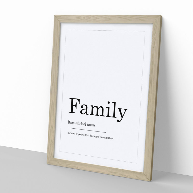Definition of Family - Picture Frame Typography, 90cm H x 65cm W x 2cm D, Oak