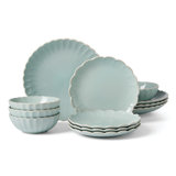 French Perle Scallop Ice Blue 12Pc Dinnerware Set