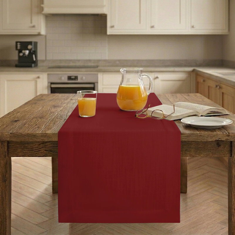 Chemin de table en faux lin, 90 po x 14 po, Rouge