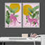 «Tropical Jungle», feuille de bananier, guépard rose, nature, ensemble de 2 impressions sur toile-75851903-75851907