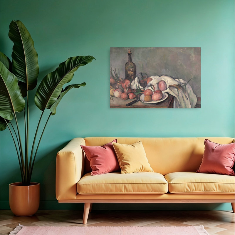 Nature morte aux oignons, vers 1895. Estampe d'art mural abstraite et contemporaine représentant la nature.