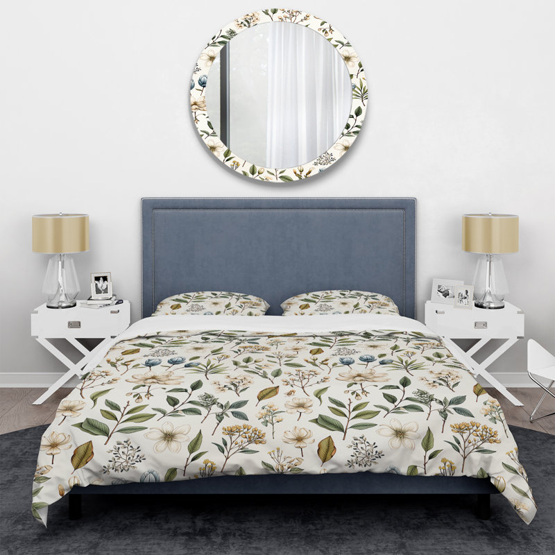 Ensemble de housse de couette Botanical Sketched II, Housse de couette pour très grand lit et 2 très