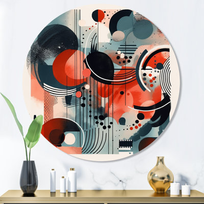 Art mural rond rouge et noir Minamlism Intimacy II - Minimalisme abstrait