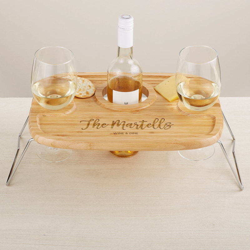 Seasonally Script Personalized Wine Picnic Tray, Yes