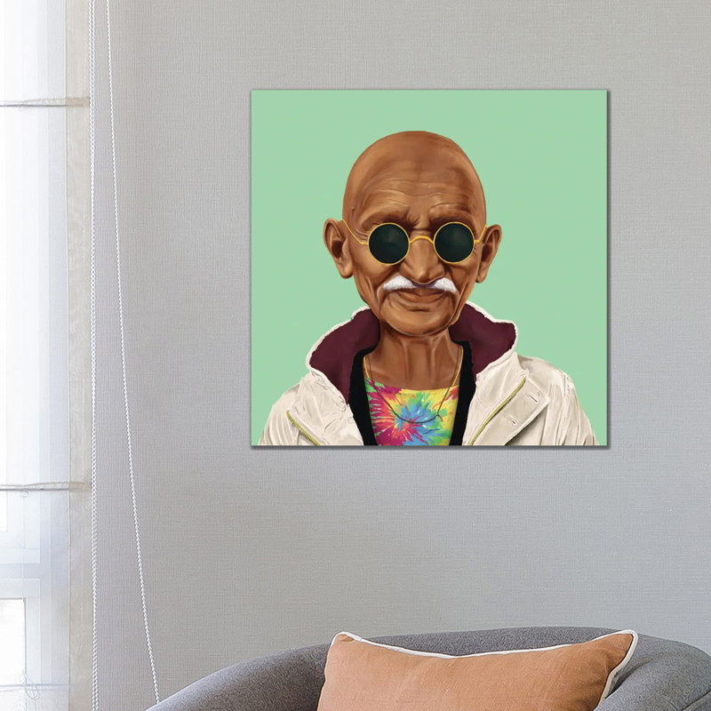 Mahatma Gandhi - Estampe numérique sur toile tendue avec châssis, H 26 po x l 26 po