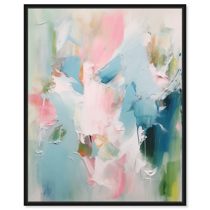 Toile abstraite colorée Neon Breeze II par Art Remedy, H 21 po x l 17 po, Cadre flottant noir