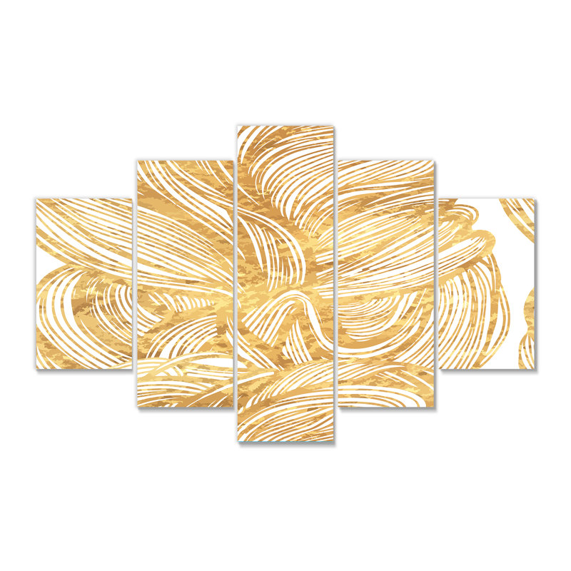 Décoration murale ajourée décorative dorée moderne - 60 x 32 - 5 panneaux