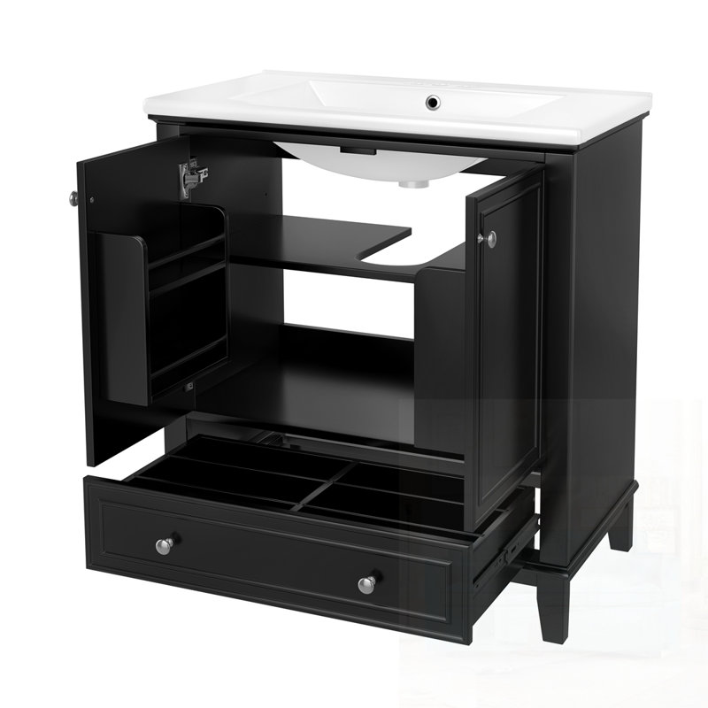 Naleah 30.01 Single Bathroom Vanity with Top, Black
