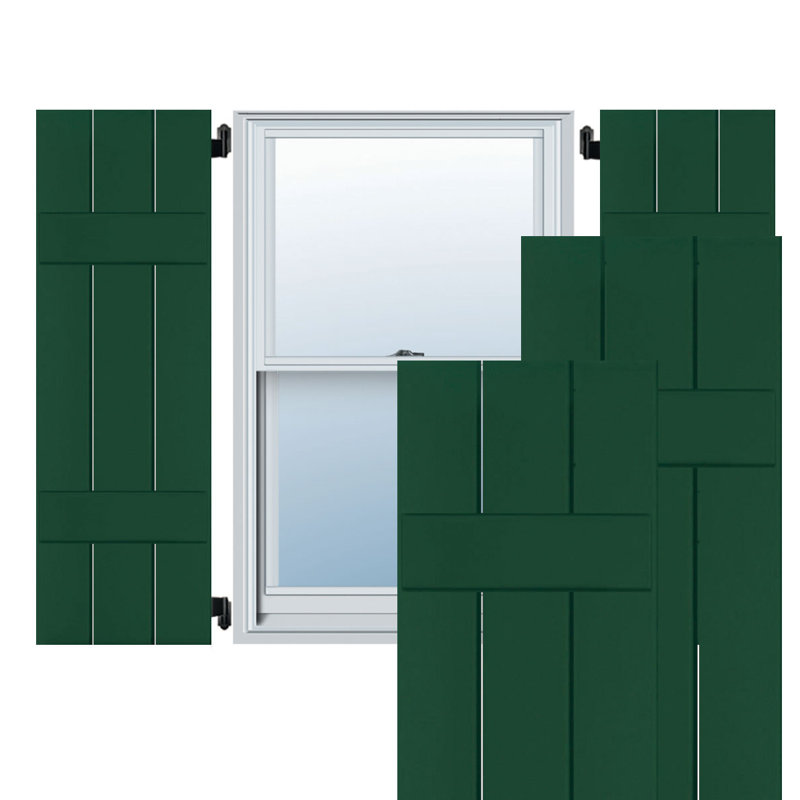 Extérieur à trois planches (2 lattes) en bois véritable pin-n-lattes (par paire), Chrome vert, H 33 po x l 12 po x p 1,38 po
