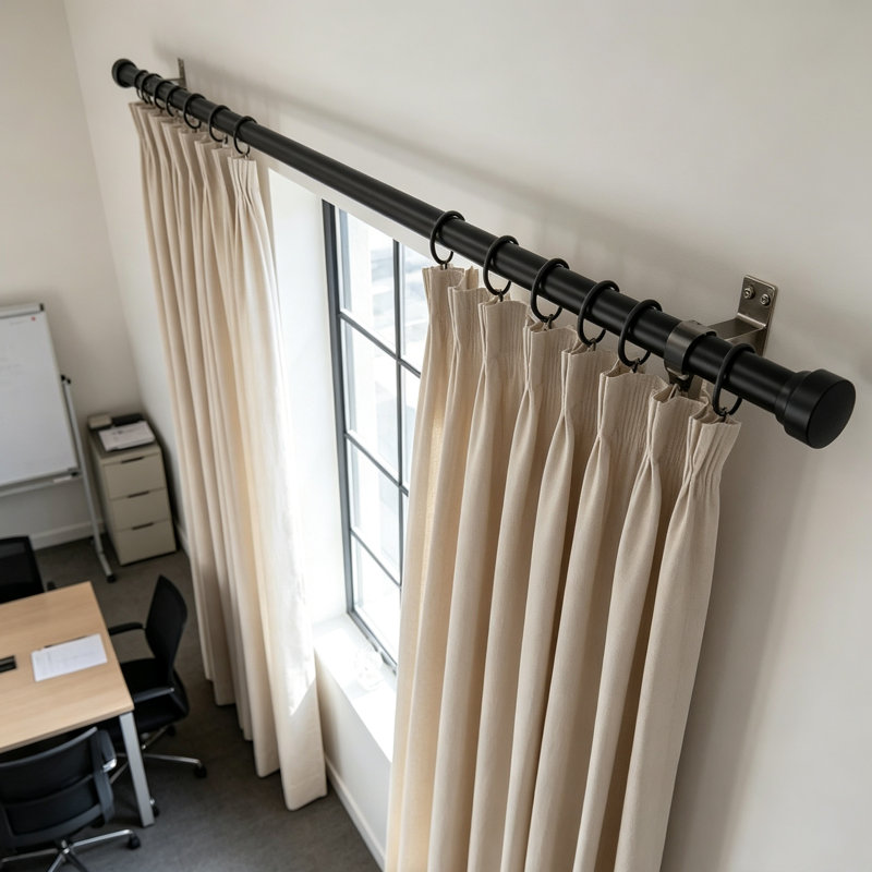 Natural 80cm to 365cm 2.5cm Single Curtain Pole