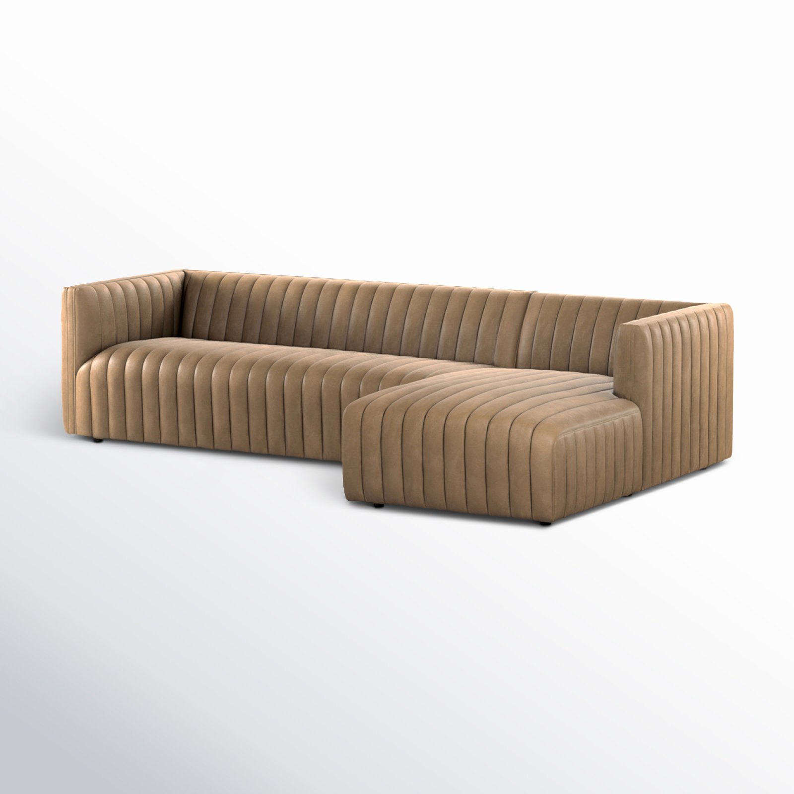 Brandt Upholstered Chaise L-Sectional, Palermo Drift Top Grain Leather, Right Hand Facing, 26.5" H x 105" W x 64" D