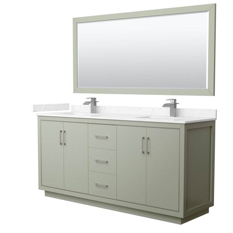 72 in. Double Vanity, Carrara, Light Green, Brushed Nickel