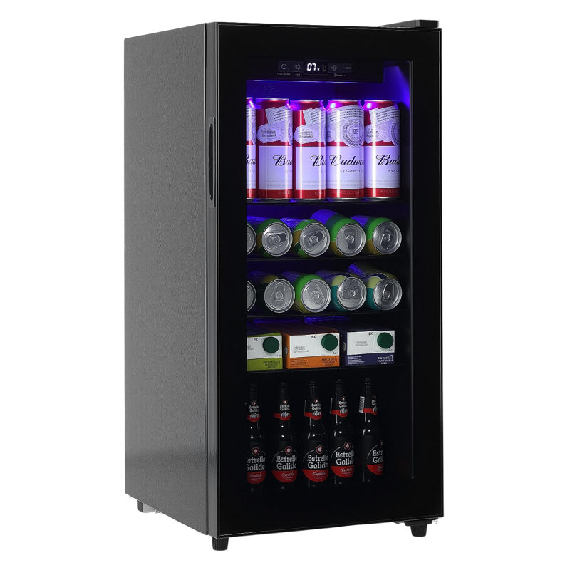 3.2 Cu.ft Mini Beverage Refrigerators With Glass Door 60 Cans Beverage Refrigerator
