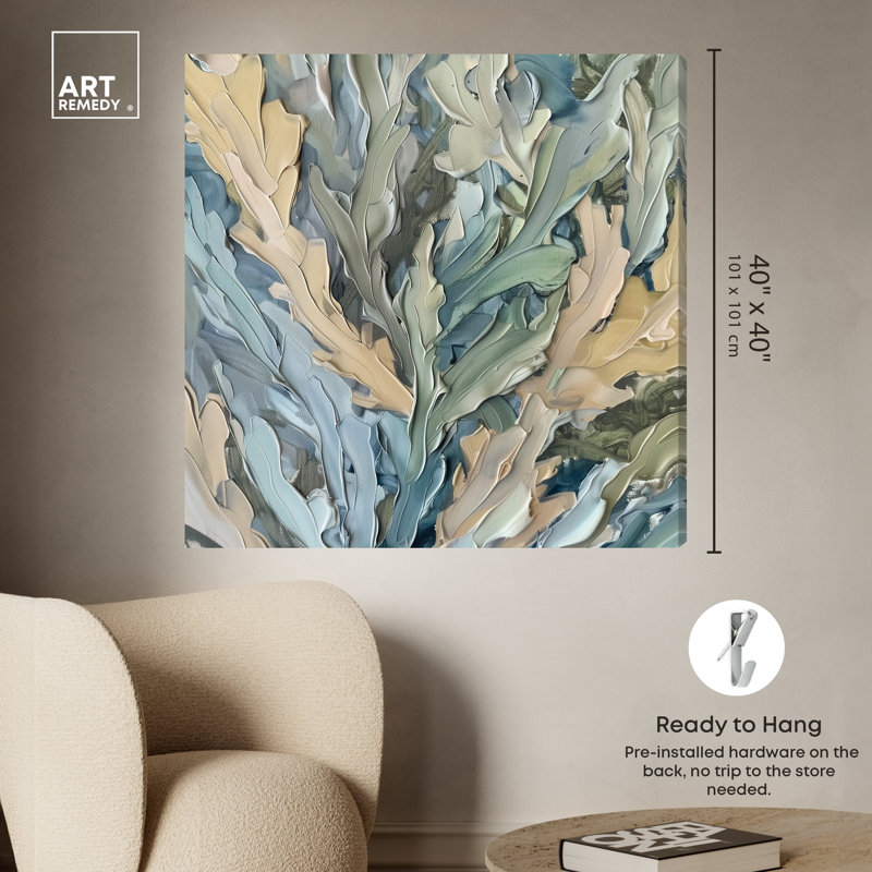 Calming Seaweed Beach Coastal Inspired Wall Art by Art Remedy, 40" H x 40" W, Wrapped Canvas