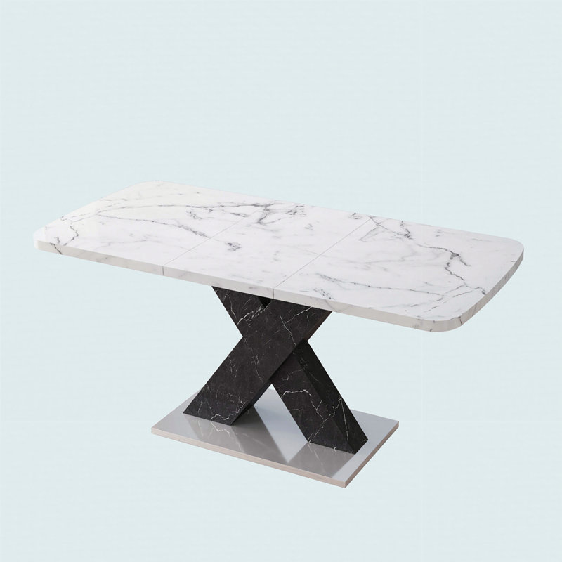 Table de salle à manger Gamiel, Blanc/Noir