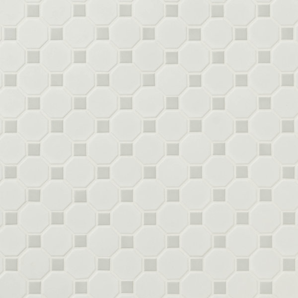 Silica White Octagon 12 in. x 12 in. Matte Porcelain Mosaic Floor and Wall Tile
