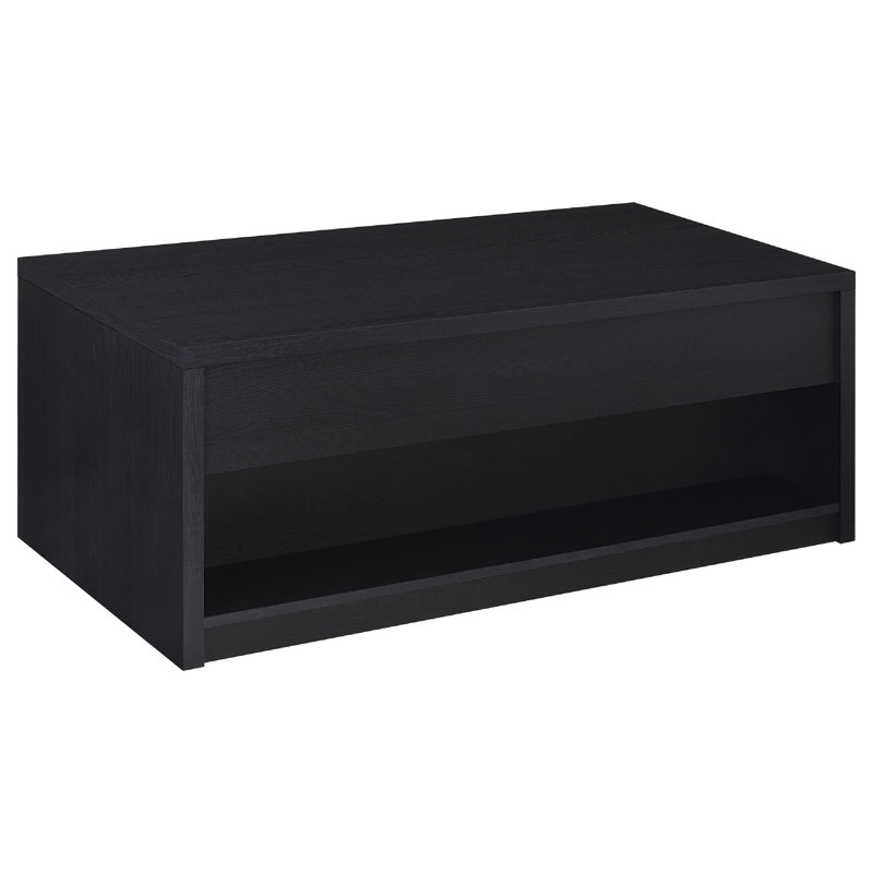 Table basse à plateau relevable avec rangement caché et tiroirs Knax, bois noir
