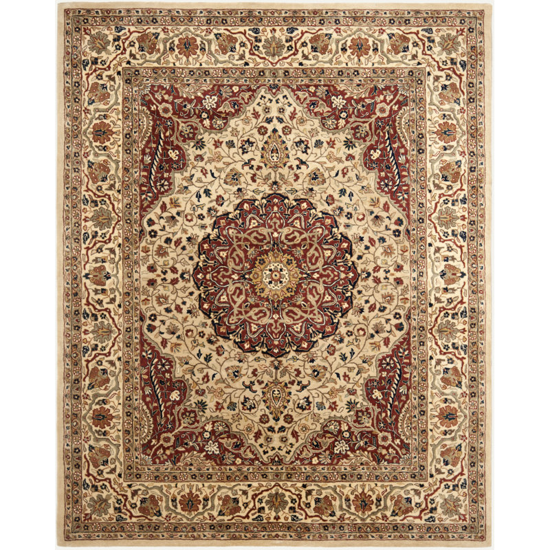 Bermondsey Ivory/Red Area Rug, Rectangle 4' x 6'