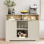 Armoire bar cannelée moderne de 47 po de largeur avec tablettes réglables et lumière DEL-1259177754