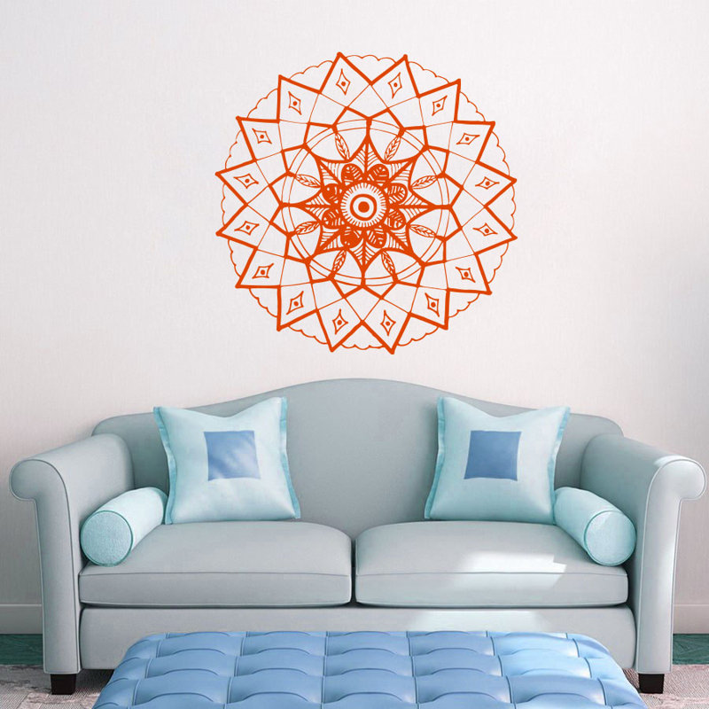 Adhésif décoratif mandala yoga, H 20 po x l 22 po, Orange