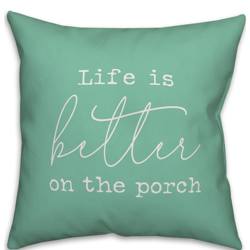 Textual Outdoor Throw Pillow, 16" x 16" , Mint Green