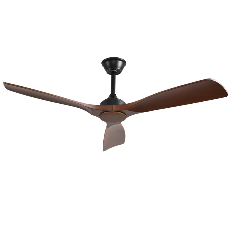 52'' Black and Walnut Ceiling Fan Indoor/Outdoor Fan for Patios with Remote Control 6-Speed Mute Reversible Motor Timer