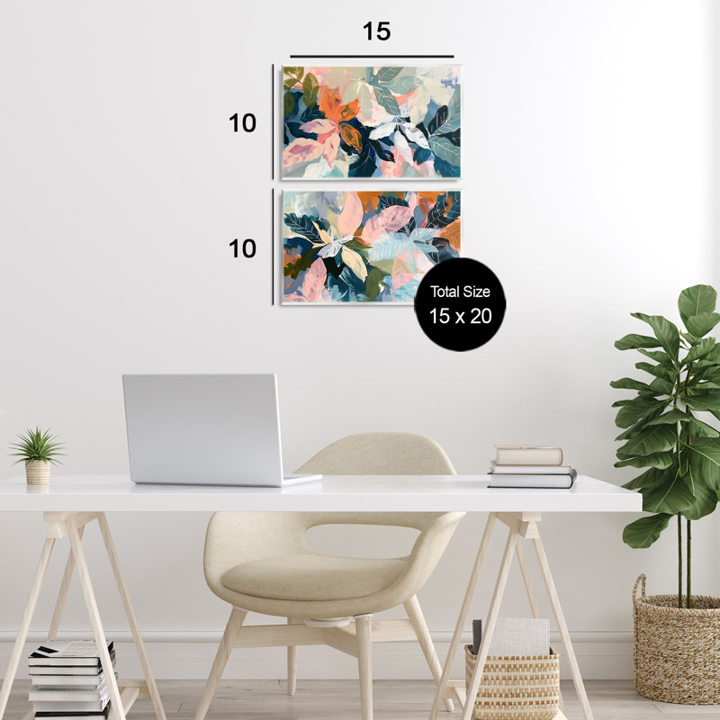 Ensemble de 2 plaques murales fleurs tropicales, design par Elara Yasna, H 10 po x l 30 po