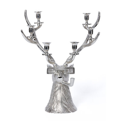 Pipe-Lit Stag 6-Tier Decorative Metal Taper Candleholder