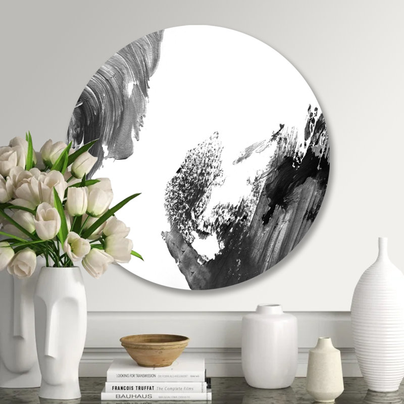 Black And White Fumes Painting, Metal, 24" H x 24" W
