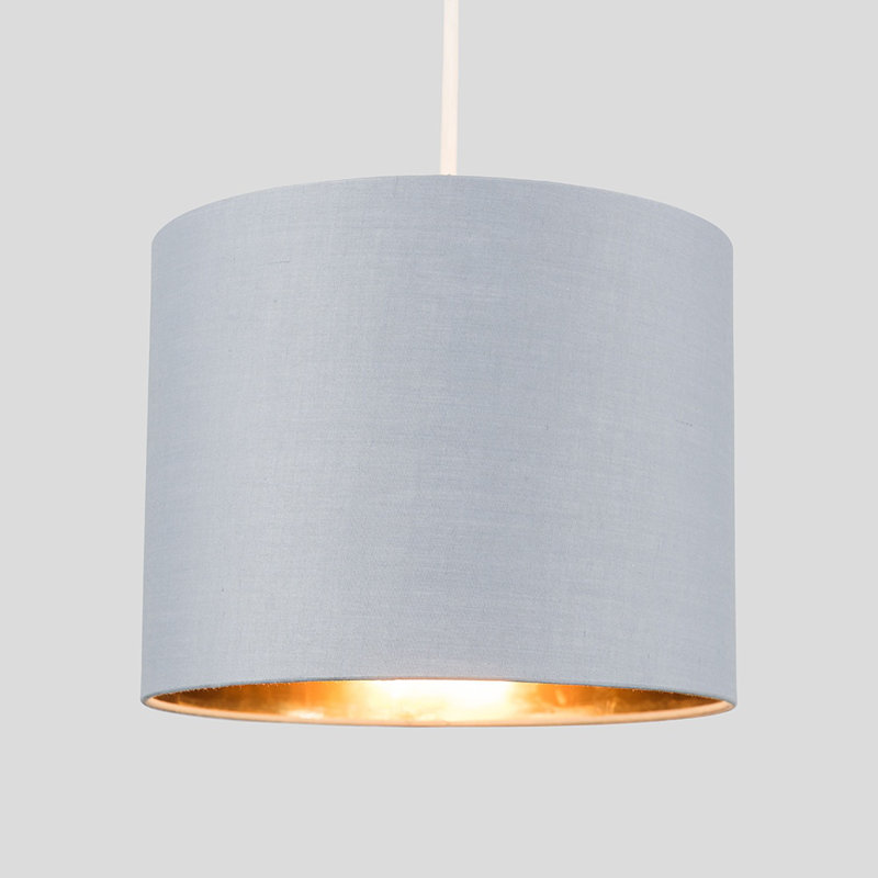 Reni 20cm H Cotton Drum Pendant Shade ( Uno ), Grey/Gold