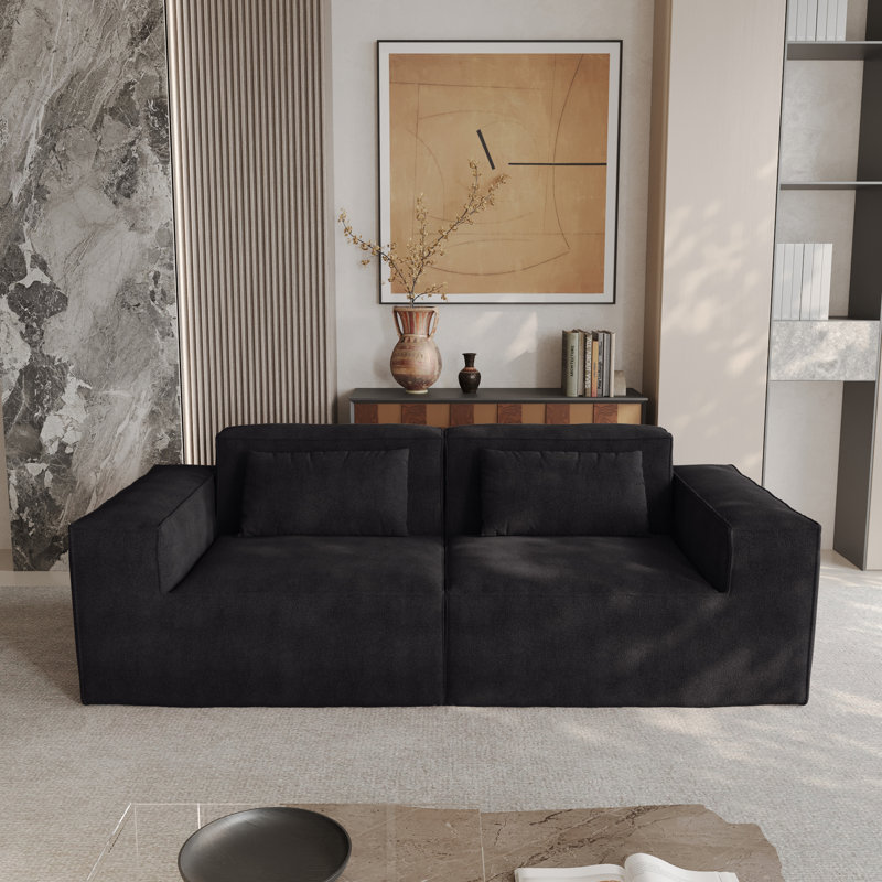 Berrysburg 82'' Upholstered Modular Sofa, Black