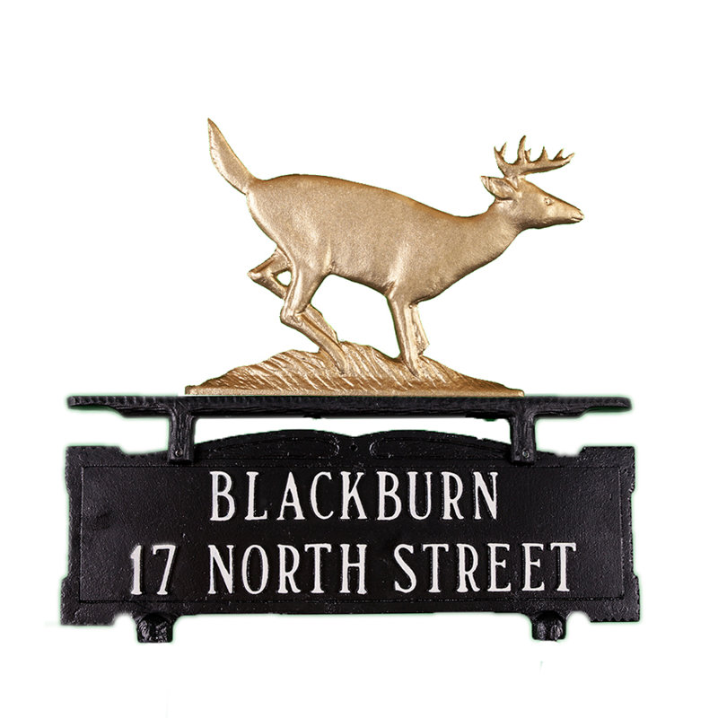 2-Line Mailbox Sign, Yes, Gold Bronze