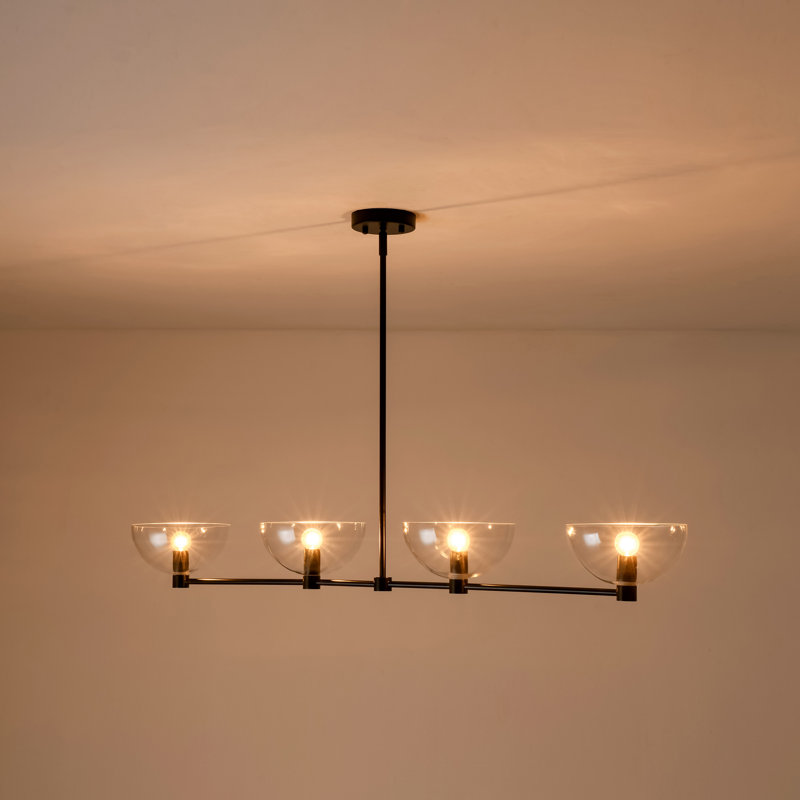 Lustre suspendu pour îlot de cuisine 4 lumières Radiantix, Clair, Noir