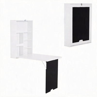 Stylish Convertible Writing Desk,Wall Mounted Design Office Desk,Gaming Desk,Foldable Computer Desk,Dining Table with Side Writing Blackboard(Only inc