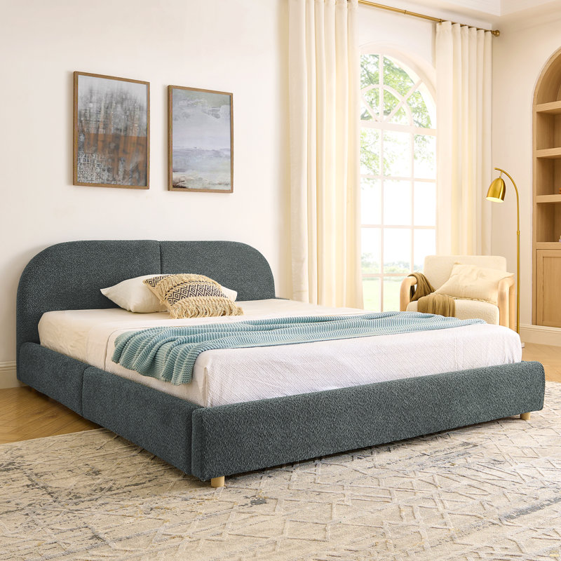 Base de lit tapissier grand, Gris foncé
