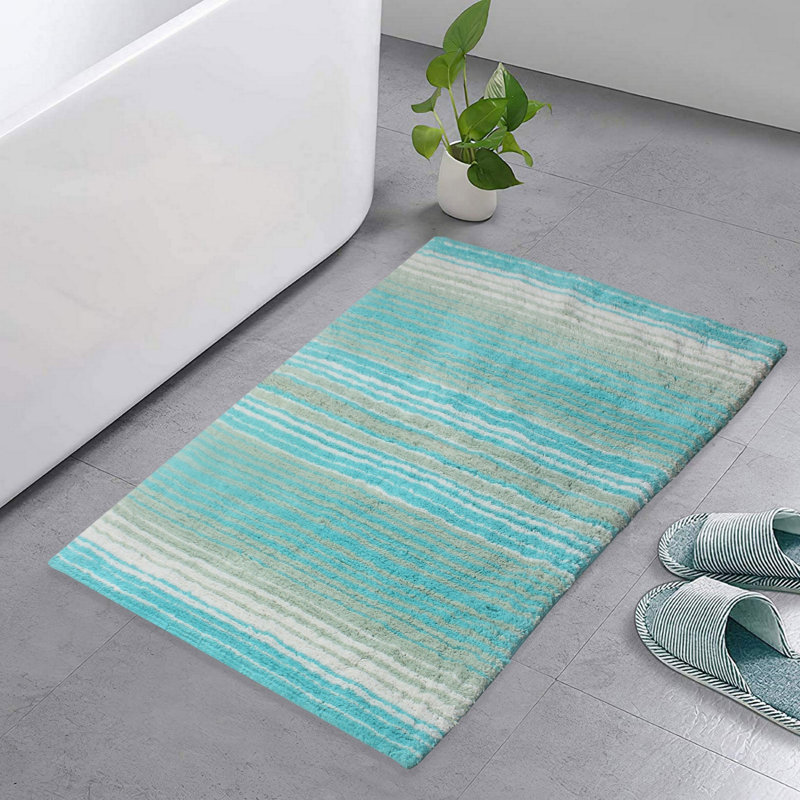 Griffie Plush 100 % Cotton Bath Rug, Single - 21" L x 34" W, Turquoise