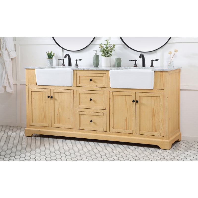 Guri 72" Double Bathroom Vanity Set, Bois naturel