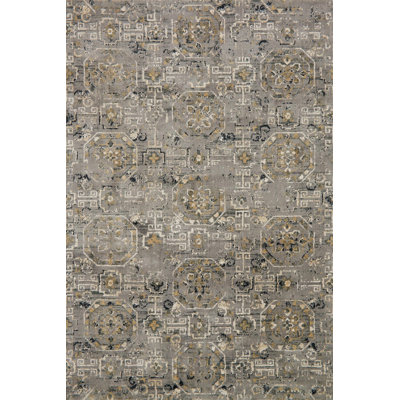 Tapis gris à motif géométrique Magdy