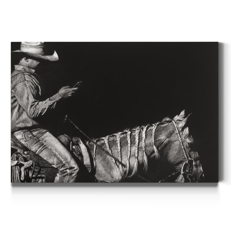 Cowboy scratchboard II-impression d’art graphique sur toile, H 36 po x l 24 po x P 1 po